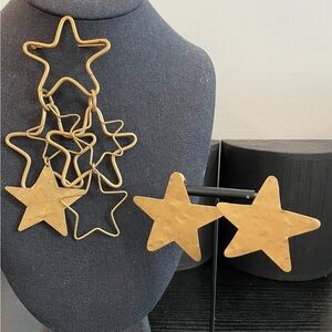 Martha Sturdy Vancouver brooch earrings gold tone vintage 80’s stars dangle boho
